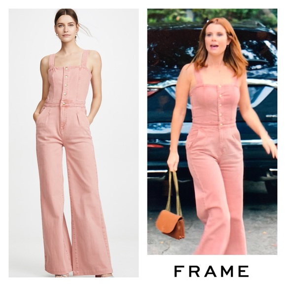 Frame Denim Pants - Frame Denim Vintage Pink Jumpsuit Button Overalls